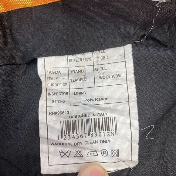 Tzarelli Designed Italy Men’s Wool Dress Pants Size 38R Black - Picture 6 of 16
